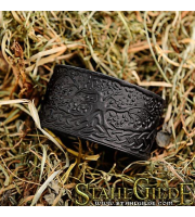 Leather Bracelet Cuff Wristband Yggdrasil World Tree Celtic Knotwork Vikings Nordic Talisman Amulet Carving Leather